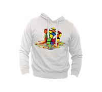 Generico Felpa Big Bang Theory Cubo di Rubik Sheldon Cooper - Felpa con Cappuccio Sitcom Divertente (Bianco, m)