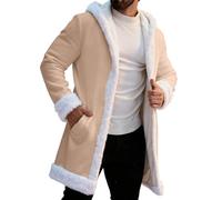 Generico Felpa Casual con Cappuccio,Cappotto in Lana da Uomo Vestibilità Regolare Cappotti da Lavoro Invernale in Lana di Transizione Babbo Natale Classico