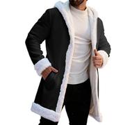 Generico Felpa Casual con Cappuccio,Cappotto in Lana da Uomo Vestibilità Regolare Cappotti da Lavoro Invernale in Lana di Transizione Babbo Natale Classico