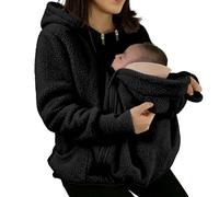 Generico Felpa con Cappuccio 3 in 1 per Marsupio Porta Bebè da Donna, con Cerniera, Cappotto A Canguro, Top per Gravidanza, Porta Bebè, Felpa con Cappuccio in Pile