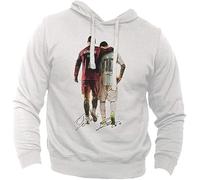 Generico Felpa con Cappuccio Calcio Cristiano 7 Lionel 10 Campioni Bomber - Hoodie Sport Giocatori dei Record Gol (Bianco, L)