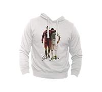 Generico Felpa con Cappuccio Calcio Cristiano 7 Lionel 10 Campioni Bomber - Hoodie Sport Giocatori dei Record Gol (Bianco, XS)