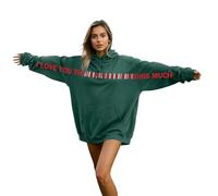 Generico Felpa con Cappuccio con Scritta I Love U This Much con Cappuccio da Uomo E Donna, Taglia Grande, Creativa, con Cappuccio, Tasca A Canguro Tunica Streetwear Pullover Oversize Casual Felpe San