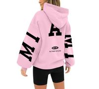 Generico Felpa con Cappuccio da Donna, in Cotone, a Maniche Lunghe, a Girocollo, Slim Fit, per Il Tempo Libero, Sport, a Maniche Lunghe Felpa Estiva Donna Elemento della Marea Nazionale
