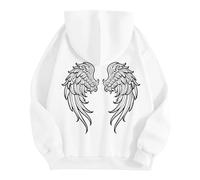 Generico Felpa con Cappuccio da Uomo con Elegante Stampa ad Ala, Maniche Lunghe Calde, Modello Casual ed Elegante, Adatta per la Primavera e l'autunno.