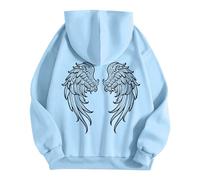 Generico Felpa con cappuccio da uomo con elegante stampa ad ala, maniche lunghe calde, modello casual ed elegante, adatta per la primavera e l'autunno.