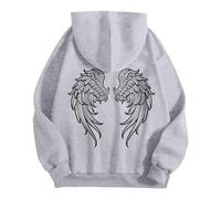 Generico Felpa con cappuccio da uomo con elegante stampa ad ala, maniche lunghe calde, modello casual ed elegante, adatta per la primavera e l'autunno.