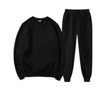 Generico Felpa con cappuccio da uomo con pantaloni e felpa con cappuccio in pile invernale per il tempo libero, abiti da donna, maglioni e pantaloni (Black, XXXL)