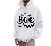 Generico Felpa con Cappuccio da Uomo, Stile Halloween, Divertente, con Pipistrello, Orrore, Strana, Ampia E alla Moda, con Cappuccio Invernale