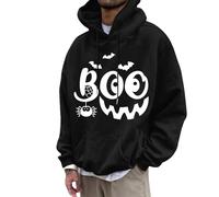 Generico Felpa con Cappuccio da Uomo, Stile Halloween, Divertente, con Pipistrello, Orrore, Strana, Ampia E alla Moda, con Cappuccio Invernale