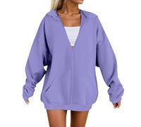 Genérico Felpa con cappuccio Donna Giacca Tuta con cerniera Cappuccio Sweatshirt Manica Lunga Casual Cappotto Sport per Primavera Otono Abbigliamento Donna, 01 Viola Chiaro, M