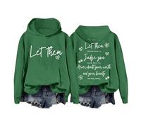 Generico Felpa con Cappuccio Donna Let Them Maglia Sportiva Casual Morbida e Comoda per Tempo Libero (Green, S)