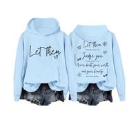 Generico Felpa con Cappuccio Donna Let Them Maglia Sportiva Casual Morbida e Comoda per Tempo Libero (Light Blue, M)