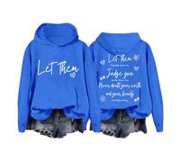 Generico Felpa con Cappuccio Donna Let Them Maglia Sportiva Casual Morbida e Comoda per Tempo Libero (Blue, S)