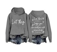 Generico Felpa con Cappuccio Donna Let Them Maglia Sportiva Casual Morbida e Comoda per Tempo Libero (Dark Gray, XXL)