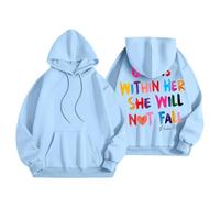 Generico Felpa con Cappuccio Donna Verse Pullover God in Her Ispirazionale Maglia a Maniche Lunghe (Sky Blue, S)