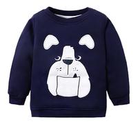 Generico Felpa con Cappuccio in Pile con Stampa Grafica Animalier per Ragazzi, Calda e Foderata, per Giocare all'aperto Quando Fa Freddo e per la Scuola (Dark Blue, 6-12 Months)