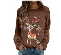 Generico Felpa con Cappuccio Natalizia, Felpa Donna Stampa Oversize Pullover Natale Maglione Natalizio Famiglia Morbido Elegante Natale Renna Maglie Felpa Christmas Sweatshirt per Il Tempo Libero