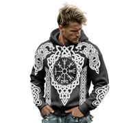 Generico Felpa con Cappuccio norrena Mitologia Nodi intricati Pullover Medio Peso antichi stratificazione giornate Fredde (Black, XXL)
