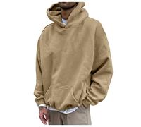 Generico Felpa con Cappuccio Oversize da Uomo Classica Casual Sweatshirt Maniche Lunghe Jogging Hoody Caldo Giacca Sportiva Spessa Semplice Solid Color per Autunno e