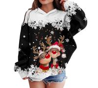 Generico Felpa con Cappuccio per Bambina a Tema Cervo e Personaggi Animati per età Infantile da Due a dodici Anni (Black, 9-10 Years)