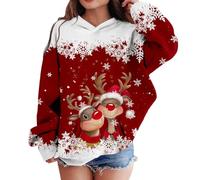 Generico Felpa con Cappuccio per Bambina a Tema Cervo e Personaggi Animati per età Infantile da Due a dodici Anni (Red, 11-12 Years)