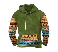 Generico Felpa con Cappuccio retrò da Uomo Streetwear a Maniche Lunghe Stampata in 3D Felpa Vintage Indiani Nativi Tuta Felpe Occidentale Stile Etnico Pullover con Tasche per attività All'aperto