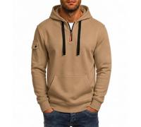 Generico Felpa con Cappuccio Termica in Pile con Tasca Frontale Comoda e Versatile per Outfit Autunnali e Invernali Adatta a giornate dinamiche di Relax o Escursioni cittadine (Khaki, XXXL)