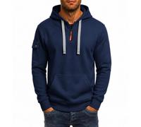 Generico Felpa con Cappuccio Termica in Pile con Tasca Frontale Comoda e Versatile per Outfit Autunnali e Invernali Adatta a giornate dinamiche di Relax o Escursioni cittadine (Navy, XXXL)