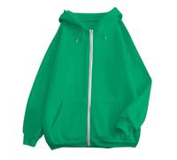Genérico Felpa con cerniera da donna, giacca sportiva con cappuccio, a maniche lunghe, stile casual, multicolore, primavera e autunno, taglie S-3XL, 01 verde, XXX-Large