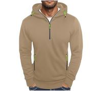 Generico Felpa con Zip a Un Quarto Autunno e Inverno Felpe Maniche Lunghe con Cappuccio e Coulisse Cerniera Maglie Comodo Leggeri Larghi Maglia Slim Fit Abbigliamento per Il Tempo Libero