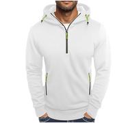 Generico Felpa con Zip a Un Quarto Autunno e Inverno Felpe Maniche Lunghe con Cappuccio e Coulisse Cerniera Maglie Comodo Leggeri Larghi Maglia Slim Fit Abbigliamento per Il Tempo Libero