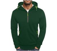 Generico Felpa con Zip a Un Quarto Autunno e Inverno Felpe Maniche Lunghe con Cappuccio e Coulisse Cerniera Maglie Comodo Leggeri Larghi Maglia Slim Fit Abbigliamento per Il Tempo Libero