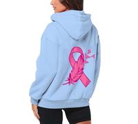 Generico Felpa Contro Il Cancro al Seno Felpa Donna Oversize Resistente Oversize Felpe Tinta Unita con Stampa Moda Sweatshirt Cappotto per Tutti I Giorni Cardigan Hoodie Sera