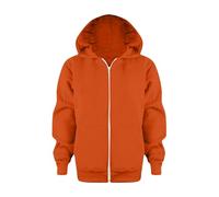 Generico Felpa Corta Ragazza Il Pianeta Felpa con Cappuccio Lunga con Cerniera Tinta Unita, Manica Lunga, per Bambine e Bambini, Cappotto e Giacca Felpe Ragazze 12 (Orange, 3-4 Years)