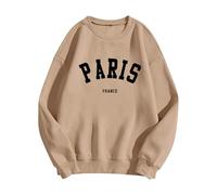 Generico Felpa da Donna Girocollo Oversize Classica Sweatshirt Magliette Ampie Camicette con Zip Casual Pullover Scollo Maglietta Maglione attività All'Aperto Teens