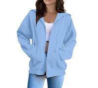 Generico Felpa da Donna in Cotone con Zip Lunga e Cappuccio, per la Mezza Stagione, Tinta Unita, Sportiva, Gli allenamenti, Leggera, Stile College Sweatshirt Donna Difficile da Deformare
