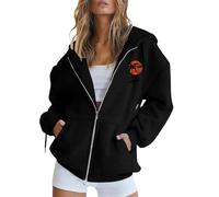 Generico Felpa da Donna in Cotone con Zip Lunga e Cappuccio, per la Mezza Stagione, Tinta Unita, Sportiva, Gli allenamenti, Leggera, Stile College Felpa Estiva Donna Elemento della Marea Nazionale