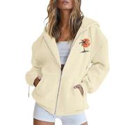 Generico Felpa da Donna in Cotone con Zip Lunga e Cappuccio, per la Mezza Stagione, Tinta Unita, Sportiva, Gli allenamenti, Leggera, Stile College Felpe Difficile da Deformare