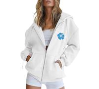 Generico Felpa da Donna in Cotone con Zip Lunga e Cappuccio, per la Mezza Stagione, Tinta Unita, Sportiva, Gli allenamenti, Leggera, Stile College Felpa Donna Felpata Difficile da Deformare