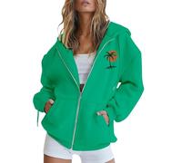 Generico Felpa da Donna in Cotone con Zip Lunga e Cappuccio, per la Mezza Stagione, Tinta Unita, Sportiva, Gli allenamenti, Leggera, Stile College Felpa Donna Difficile da Deformare