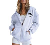 Generico Felpa da Donna in Cotone con Zip Lunga e Cappuccio, per la Mezza Stagione, Tinta Unita, Sportiva, Gli allenamenti, Leggera, Stile College Felpa Leggera Donna con Zip Difficile da Deformare