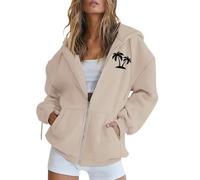 Generico Felpa da Donna in Cotone con Zip Lunga e Cappuccio, per la Mezza Stagione, Tinta Unita, Sportiva, Gli allenamenti, Leggera, Stile College Running Donna Difficile da Deformare
