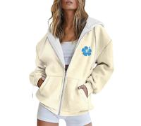 Generico Felpa da Donna in Cotone con Zip Lunga e Cappuccio, per la Mezza Stagione, Tinta Unita, Sportiva, Gli allenamenti, Leggera, Stile College Maglia Difficile da Deformare