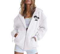 Generico Felpa da Donna in Cotone con Zip Lunga e Cappuccio, per la Mezza Stagione, Tinta Unita, Sportiva, Gli allenamenti, Leggera, Stile College Abbigliamento Palestra Donna Difficile da Deformare