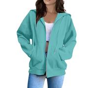 Generico Felpa da Donna in Cotone con Zip Lunga e Cappuccio, per la Mezza Stagione, Tinta Unita, Sportiva, Gli allenamenti, Leggera, Stile College Moda Donna Difficile da Deformare