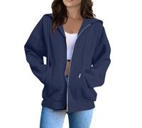 Generico Felpa da Donna in Cotone con Zip Lunga e Cappuccio, per la Mezza Stagione, Tinta Unita, Sportiva, Gli allenamenti, Leggera, Stile College Felpa Zip Difficile da Deformare