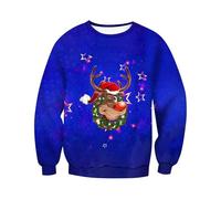 Generico Felpa da Uomo di Natale, Felpa Uomo Senza Cappuccio Invernale con Stampa 3D con Babbo Natale Pupazzo di Neve di Natale Casual con Scollo Rotondo Natalizia Tops da Natale per Inverno