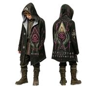 Generico Felpa da Vichingo per Ragazzi, Cardigan Medio con Cappuccio, Giacca Cosplay con Stampa 3D, Mantello Autunnale Stile Biker, Maglione Casual per Ragazzi e Giacca da Motociclista