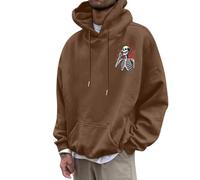 Genérico Felpa di Halloween di Zucca Felpe con cappuccio con stampa reversibile Felpa Casual Outdoor Festa di Halloween Stampa Testa, C Marrone, L